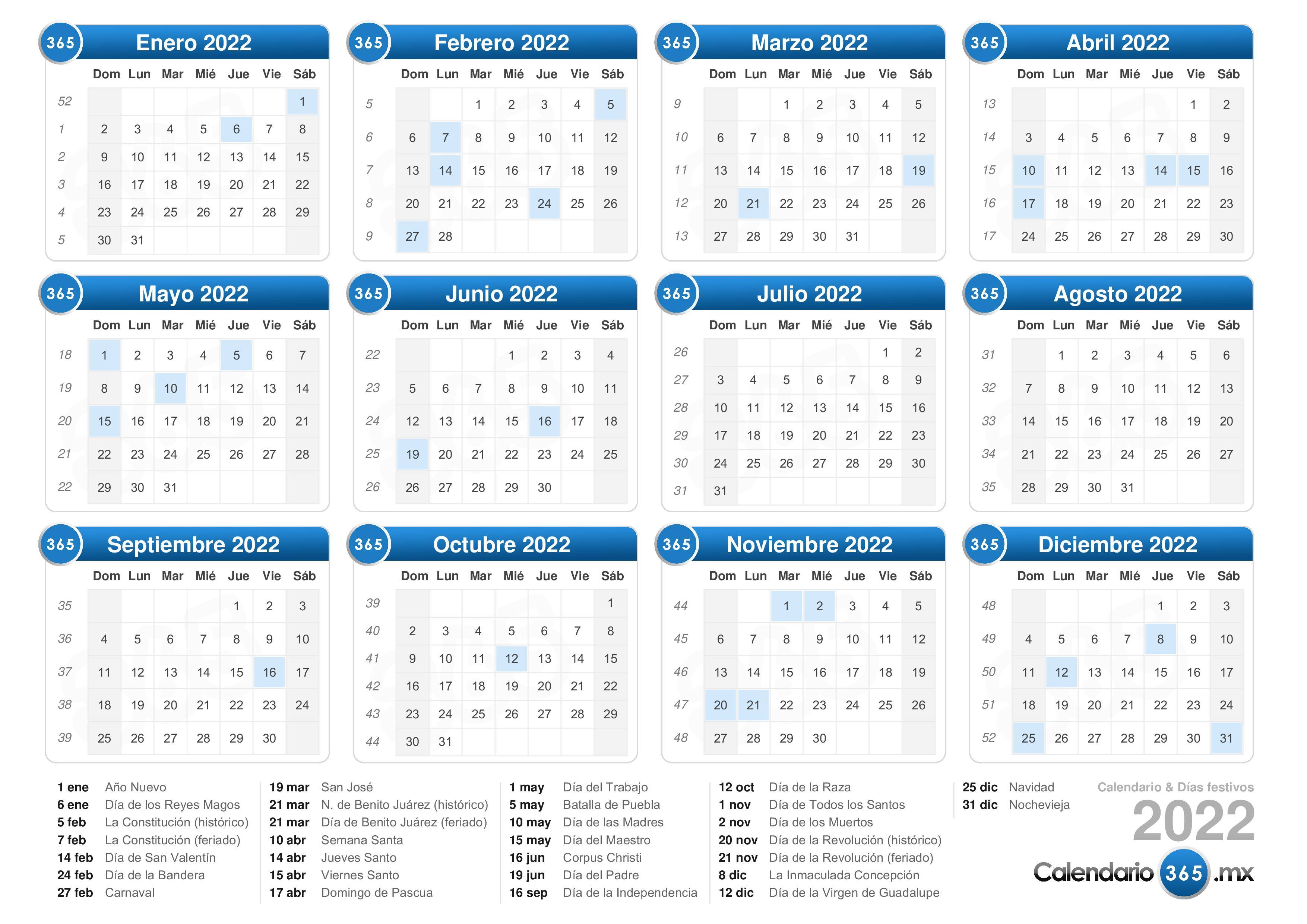 Calendario 2022 Con Dias Festivos Oficiales Zona De Informaci N Aria Art