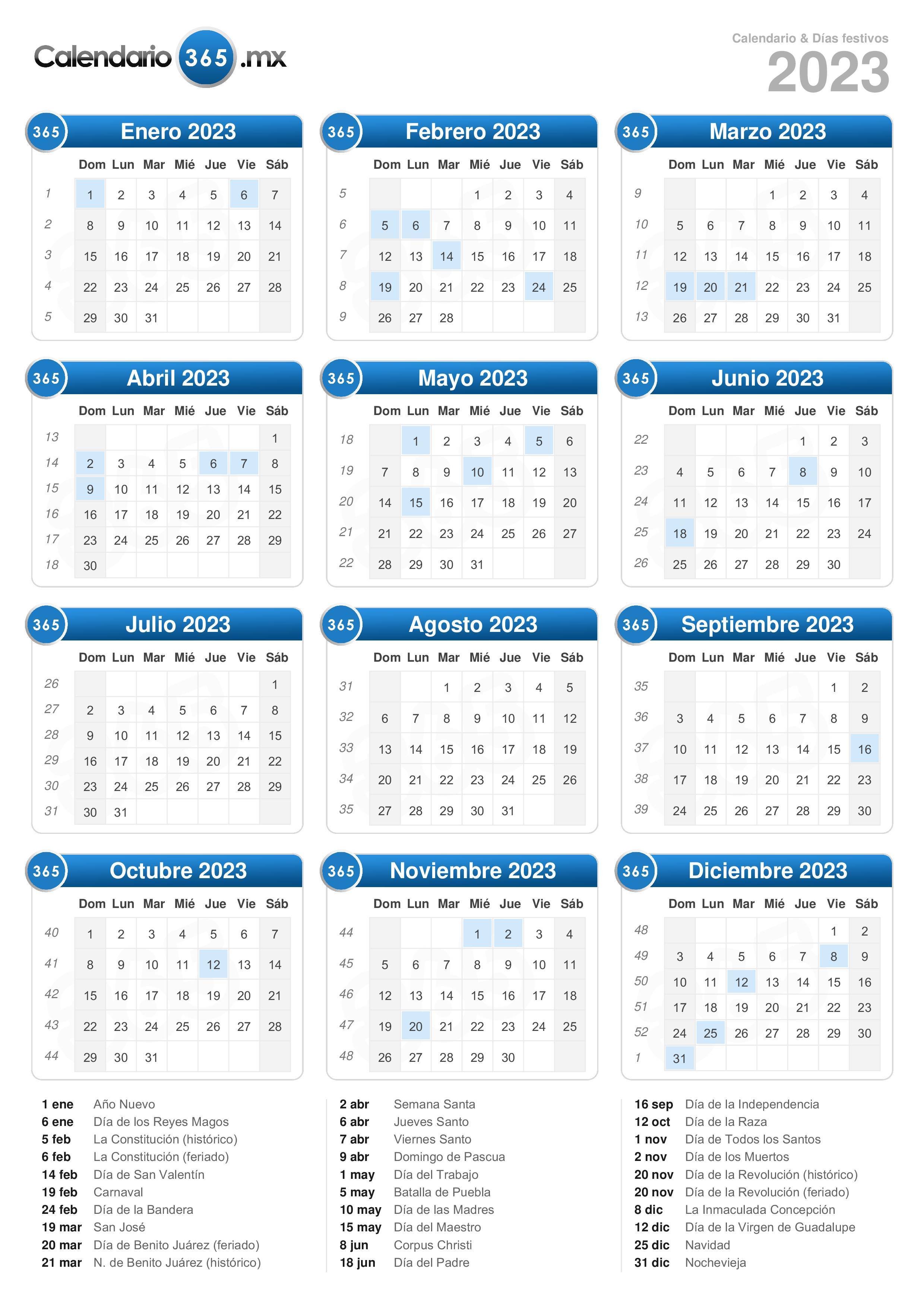 Calendario Del Año 2023 Calendario 2023